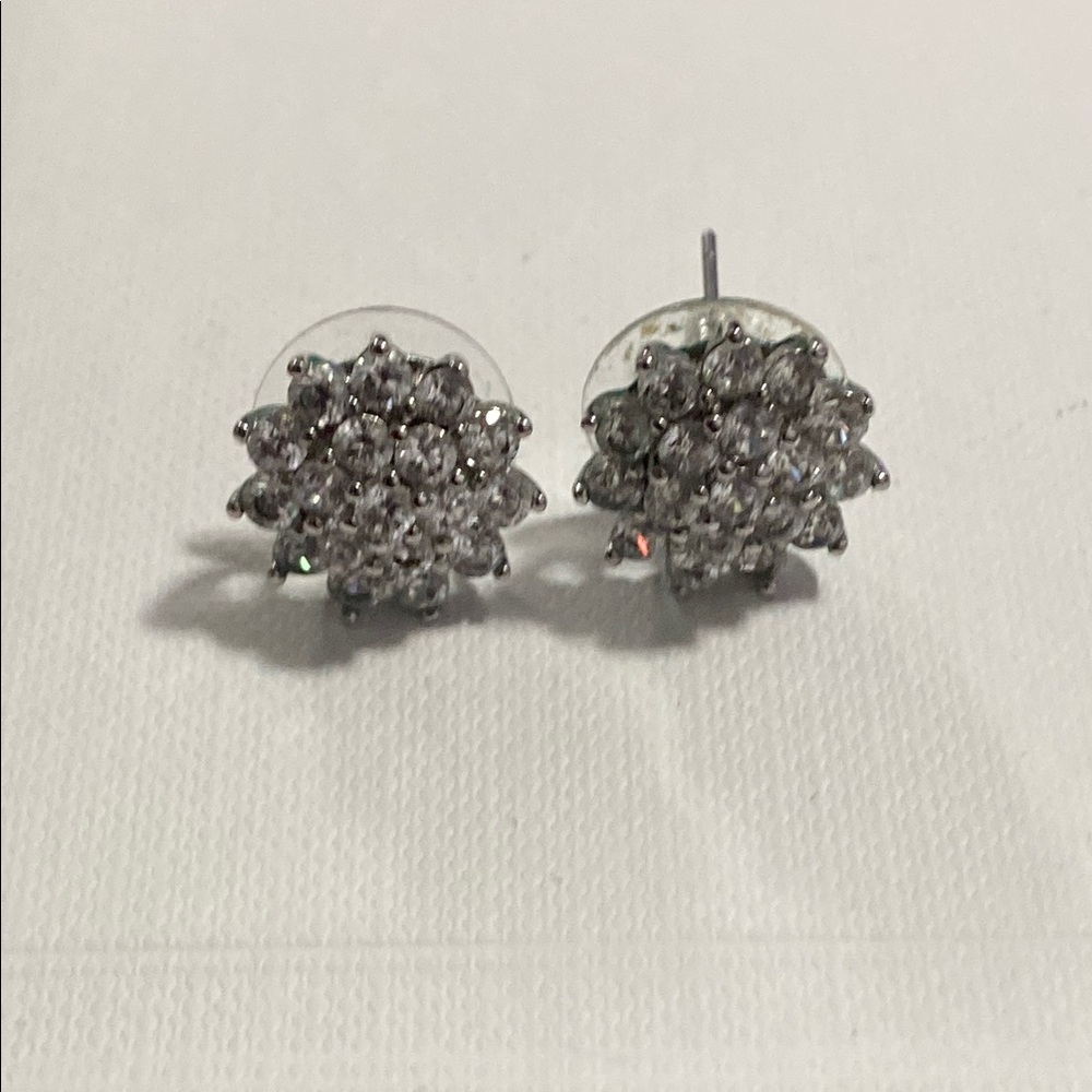 Jacqueline Kennedy JBK Clear Crystal Rhinestone Stud Earrings